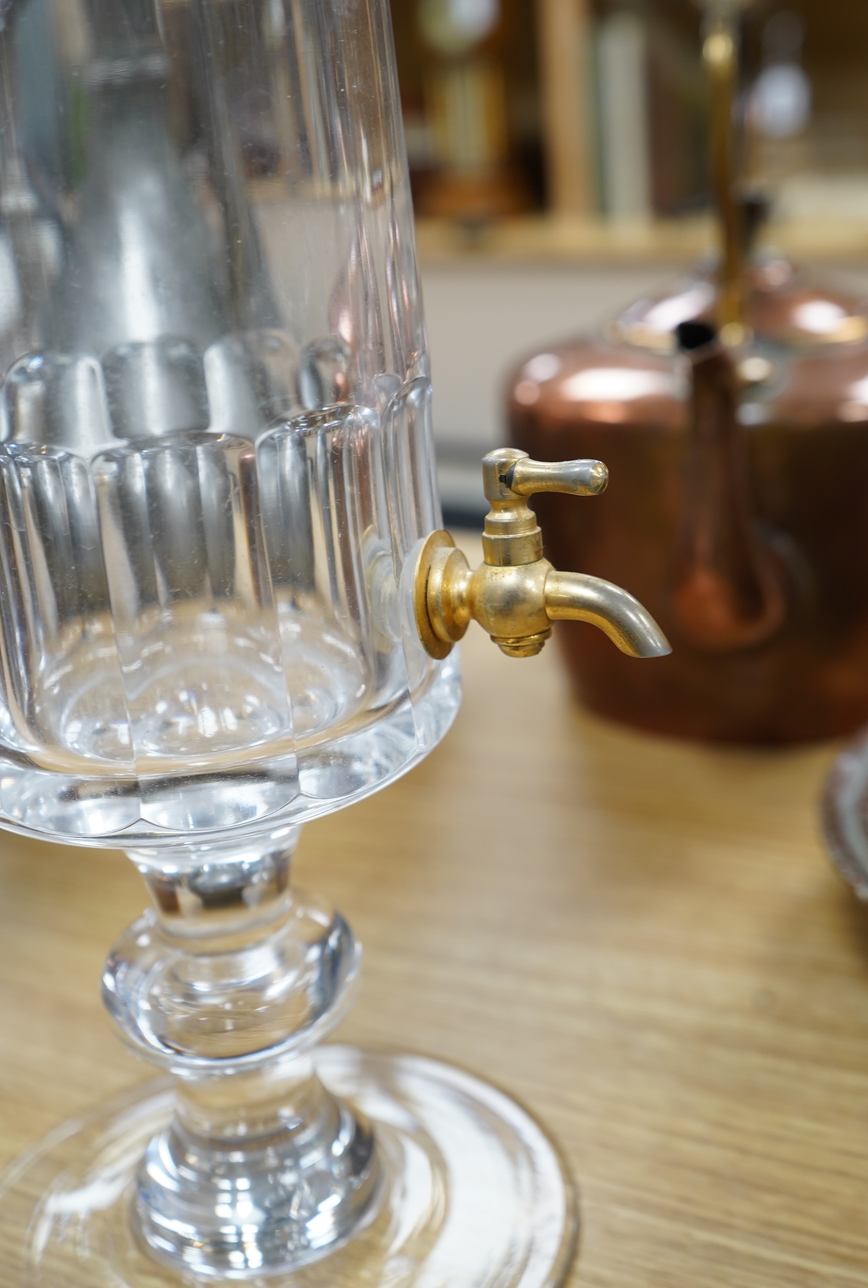 Val Saint Lambert glass whiskey dispenser, 55.5cm